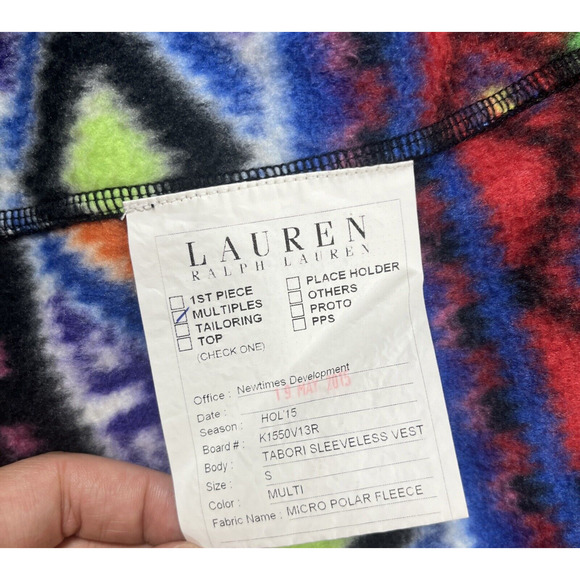 Lauren Ralph Lauren Active Vest Womens Small Aztec Rainbow Fleece Outdoors Color - Picture 7 of 12